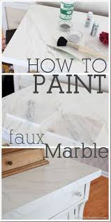 Faux Carrara Marble Painting Technique Fo Makeover Furniture Inmyownstyle Com Diy Marble Diy Countertops Painting Wood Furniture