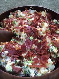 Add mixture and chopped bacon to potatoes. Loaded Baked Potato Salad Homemade Delish