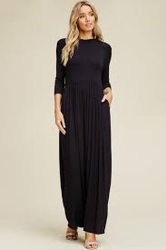 Black 3 4 Sleeve Maxi Dress Mya Solid 3 4 Sleeve Maxi Dress Black Gozon Boutique Maxi Dress Long Knitted Dress Solid Maxi Dress