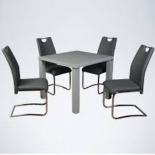 33.86 x 33.86 x 38.98 Trend High Gloss Grey 3ft Square Dining Table 4 Chairs Free Delivery Returns
