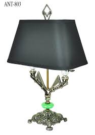 A matching table lamp is available. Vintage Hardware Lighting Art Deco Table Lamp Antique 2 Bulb Light With Jadeite Glass Accent Ant 803