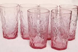 Rated 5 out of 5 stars. Rose Pink Crinkle Glass Tumblers Mod Vintage Seneca Driftwood Drinking Glasses Set Of 6 Pink Drinking Glasses Vintage Drinking Glasses Pink Glass
