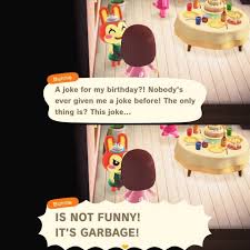 Happy Birthday Bunnie My Gf Gave Her A Boot For A Gift And She Was Not Amused Animalcrossing Animal Crossing Funny Animal Crossing New Animal Crossing