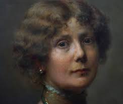 Henry Paul Perrault : Ritratto di donna, olio su tela, cm 78,5x59, (lievi  difetti)