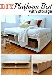 Platform bed diy under bed storage. Building A Diy Platform Bed With Tons Of Storage And Wheels Diy Bed Frame Easy Diy Platform Bed Frame Bed Frame With Storage