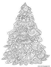 Christmas tree coloring pages for adults. Christmas Tree Adult Difficult Zentangle Coloring Pages Printable