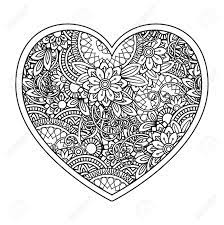 Heart dream catcher coloring page. Heart With Floral Pattern Valentines Day Adult Coloring Page Vector Illustration Isolated On White Background Royalty Free Cliparts Vectors And Stock Illustration Image 124882684