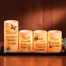 Led Inspirational Blessings Candles Set Of 4 Collections Etc