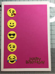 Happy Birthday Greeting Card Making For Kids A6 Pink Child S Happy Birthday Card Made Using Spellbinders Emojis Die Card Making Birthday Birthday Cards Kids Cards