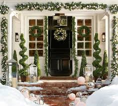 Bolton Indoor Outdoor Lantern Pottery Barn Outside Christmas Porch Decor Front Porch Christmas Decor Christmas Front Doors