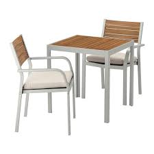 Sjalland Table 2 Armchairs Outdoor Light Brown Froson Duvholmen Dark Gray Ikea Dining Furniture Wooden Outdoor Furniture Bistro Set