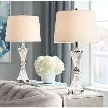 Lucas Chrome And Glass Table Lamp With Usb Port Set Of 2 39k59 Lamps Plus Table Lamp Table Lamp Sets Modern Table Lamp
