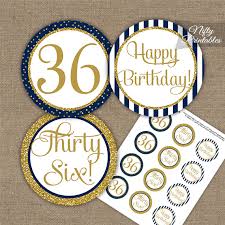 Shop supplies you need to bake and decorate delicious cupcakes. 36th Birthday Cupcake Toppers Navy Blue Gold Nifty Printables
