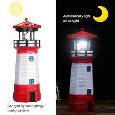 Led solar light powered rotating lighthouse beacon lamp, outdoor courtyard waterproof solar hanging lamp, lawn lantern, for patio fence garden decoration outdoor lighting home decor. Solar Powered Lighthouse Led Garden Ornament Rotating Light Torch 3 Sizes New Patio Lights Garden Patio Plastpath Com Br