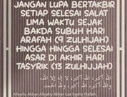 Jangan Lupa Bertakbir Setiap Selesai Salat Fardhu Mulai Hari Ini Hingga Akhir Hari Tasyrik Hari Arafah Islamic Quotes Ali Bin Abi Thalib