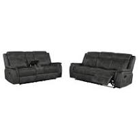 Conjunto de sofá reclinable tapizado de 2 piezas Lawrence en color carbón