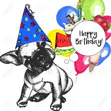 The birthday singers — happy birthday to you 02:08. Geburtstagsfeier Grusskarte Franzosisch Bulldogge Welpen Im Hut Dekoriert Mit Luftballons Kleinen Kuchen Wassermelone Und Eis Hand Gezeichnet Graviert Farbe Spass Kunst Lizenzfrei Nutzbare Vektorgrafiken Clip Arts Illustrationen Image 59938116