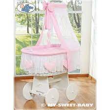 Culla Vimini Neonato Cuori Rosa Bianco Culla Di Vimini Idee Cameretta Neonato Culla