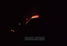 Dập tắt đám cháy cây bụi, cây tái sinh tại thôn Phan Cán Sử, xã Y Tý