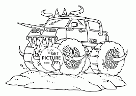 Real Monster Truck With Horns Coloring Page For Kids Transportation Coloring Pages Printabl Monster Truck Coloring Pages Coloring Books Cartoon Coloring Pages