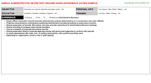 administrative secretary cv resume sample