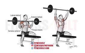 Barbell shoulder press behind head. How To Do Seated Barbell Overhead Press Shoulders Fitness Volt