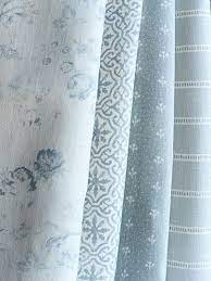 Lakshmi Bamburgh Blue On Ivory Linen Peony Sage Light Blue Curtains Shabby Chic Furniture Diy Curtains