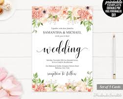 Peach And Cream Wedding Invitation Set Printable Floral Wedding Invitation Peo Peach Wedding Invitations Wedding Invitation Sets Wedding Invitation Templates