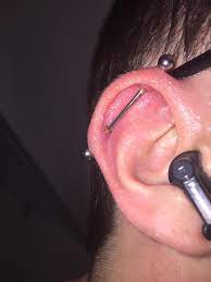 Does My Industrial Look Okay It S Nearly 2 Months Old I Ve Been Cleaning It Twice A Day As My Piercer Said But It Still Gets Crusty Like This Piercing