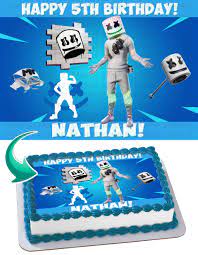Unisex marshmello face baseball hat mesh back trucker vintage (5 colours). Marshmello Fortnite Edible Cake Topper 11 7 X 17 5 Inches 1 2 Sheet Rectangular Walmart Com Walmart Com