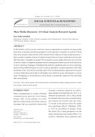 A diploma or degree in mass communication would be sufficient. Pdf Social Sciences Humanities Mass Media Discourse A Critical Analysis Research Agenda