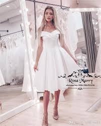 Modest Plus Size Short Beach Wedding Dresses 2020 A Line Off Shoulder Knee Length Country S Short Wedding Dress Beach Classic Wedding Dress Beach Wedding Dress