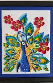 Paper Quilled Peacock Bird Wall Home Decor Art Painting Paper Quilling Designs Paper Quilling Patterns Quilling Paper Craft