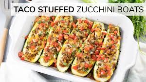 I've already shared lasagna zucchini boats, chicken enchilada zucchini boats, zucchini pizza boats and even philly cheesesteak zucchini boats (oh and then last week i made a chicken parm zucchini boat. Zucchini Taco Boats Stuffed Zucchini Boats Youtube