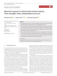 Pdf Network Measures In Animal Social Network Analysis Their Strengths Limits Interpretations And Uses