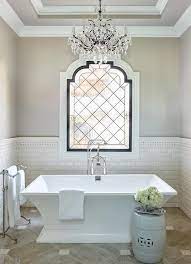 Leaded Glass Window Over Bathtub French Bathroom Bathroom Chandelier Beautiful Bathrooms