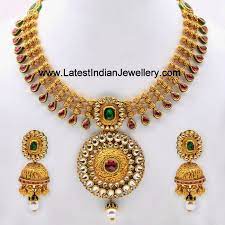 Elegant Antique Gold Kundan Necklace Set Gold Jewelry Fashion Gold Necklace Designs Gold Necklace Indian Bridal Jewelry