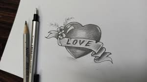 Heart and rose with vase drawing. Love Heart Pencil Drawing Valentine S Day Special Youtube