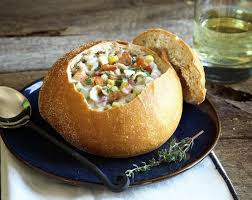 New England Clam Chowder With Sourdough Bowls