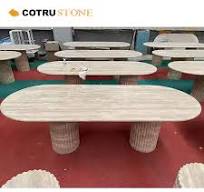 OEM/ODM Travertin Kitchen Table Turkey Roman Travertine Oval Table
