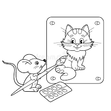 Free mouse coloring page to download, for children. Coloring Page Outline Of Cartoon Little Mouse With Picture Of Cat With Brush And Paints Coloring Book For Kids Stock Vector Illustration Of Cartoon Paint 73927206