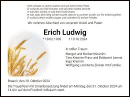 Traueranzeigen von Erich Ludwig