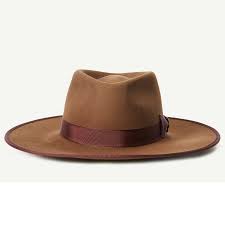 Painted Lady Brown Felt Wide Brim Fedora Hat Front View Mens Hats Fashion Cowboy Hat Styles Fedora Hat Women