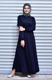 Sefamerve Kolu Lastikli Elbise 0006 04 Lacivert Elbise Arap Modasi Moda Stilleri