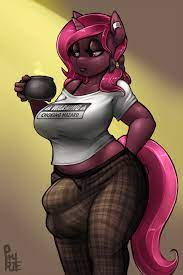 761956 - questionable, artist:phurie, oc, oc only, oc:charlotte, anthro,  anthro oc, balls, bow, breasts, choking hazard, clothes, coffee, crotch  bulge, earring, futa, futa oc, impossibly large balls, impossibly large  penis, intersex, nudity,