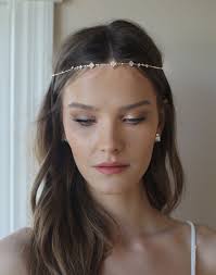 Boho Bridal Headband, Wedding Hair Accessories, Bride Headband, Boho Head  Piece, Gold Rhinestone Forehead , Brides Headpiece