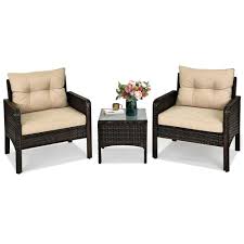 Explore our rattan garden furniture to add a touch of style to your outdoor garden space. Patio Outdoor Chairs 3 Set 1 Conversation Table 2 Pcs Rattan Sofas With Backrest Soft Cushions Garden Furniture Sets Suit To Lawn Backyard Pool Blue Conversation Sets Patio Lawn Garden Ilsr Org