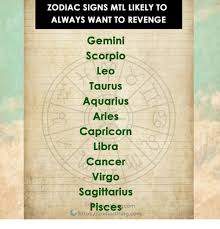 Use the report link button to report issues with the links. Zodiac Signs Mtl Likely To Always Want To Revenge Gemini Scorpio Leo Taurus Aquarius Aries Capricorn Libra Cancer Virgo Sagittarius Piscescom Httpszodiacthingcom Revenge Meme On Me Me