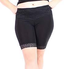 Undersummers Lace Shortlette Rash Guard Slip Shorts 2x Black