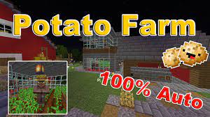 This Tutorial Shows You How To Make A Minecraft Fully Automatic Potato Farm Using Villagers The Auto Farm Also Automatic Farm Minecraft Construction Tutorial